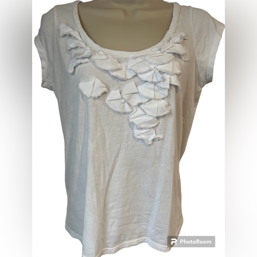 Calvin Klein White Cap Sleeve‎ Tee Shirt Women’s Petite Medium